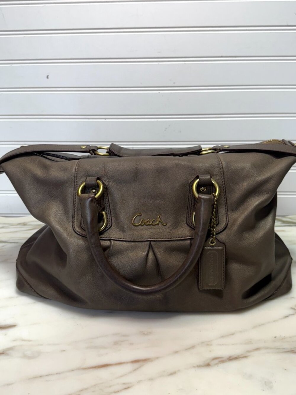 Coach Ashley Bronze Leather Y2K Slouchy 2 Way Satchel Shoulder Bag - Picture 4 of 14
